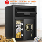 2.3 Cubic Depository Safe with Drop Slot, Electronic Anti-Theft Drop Safe for Business with Programmable Numeric Keypad Lock and Spare Keys, Cash Drop Safe Box for Office Home Retail Store