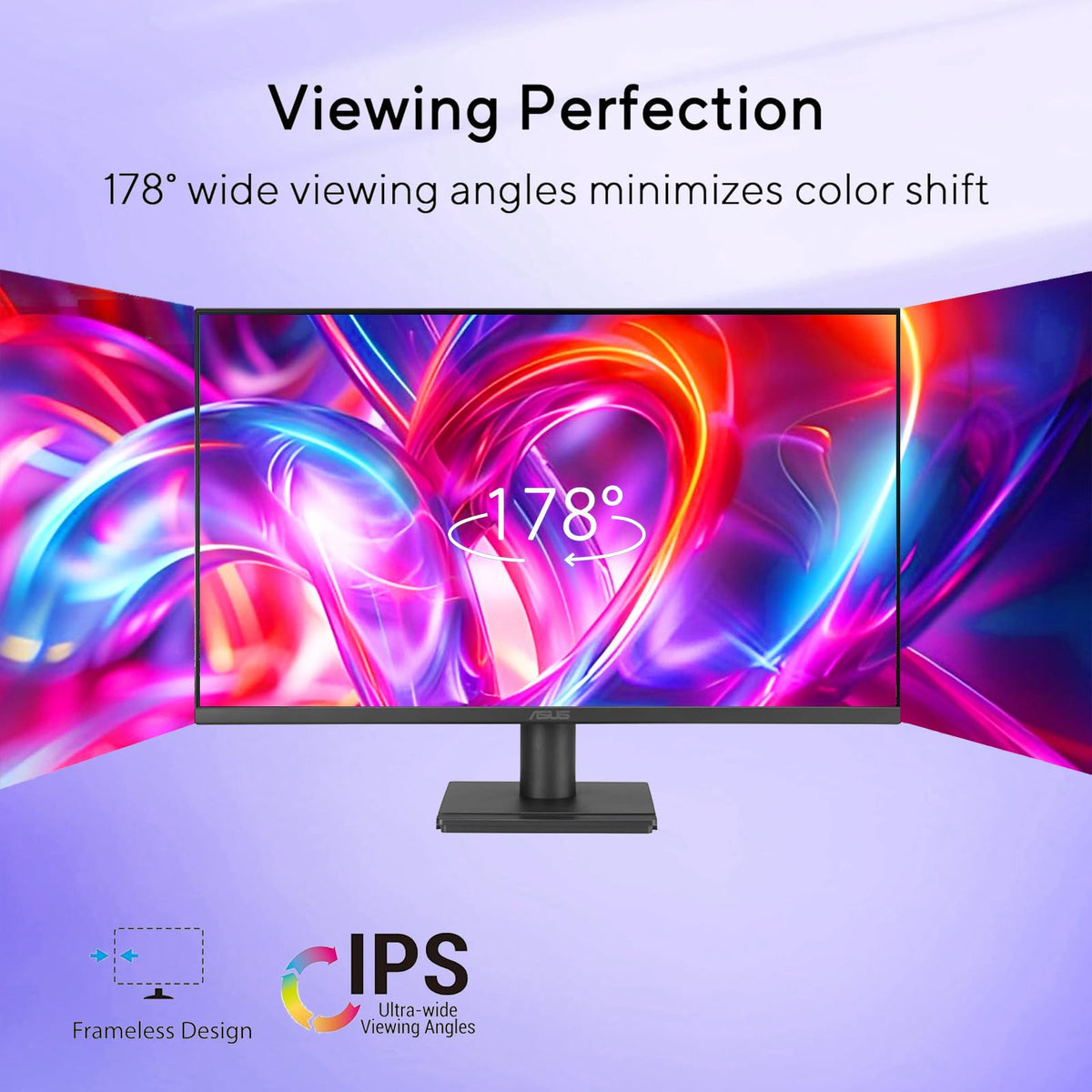 ASUS 24 inch Monitor, FHD(1920x 1080), 120Hz, 1ms, Adaptive-Sync, 99% sRGB, Anti-Glare, Eye Care, VESA Mountable, Speakers, HDMI, VGA, Frameless, Tilt Adjust, Black, for Office and Gaming