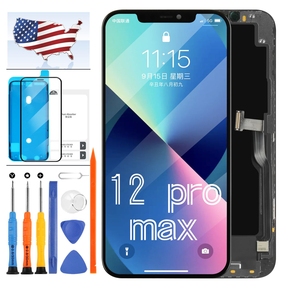 for iPhone 17 Pro Max Screen Replacement 6.9 inch OLED Full Display Assembly with Promotion 120Hz, OEM Grade Soft OLED, True Tone & Face ID Supported, DIY Repair Kit with Tools, Black