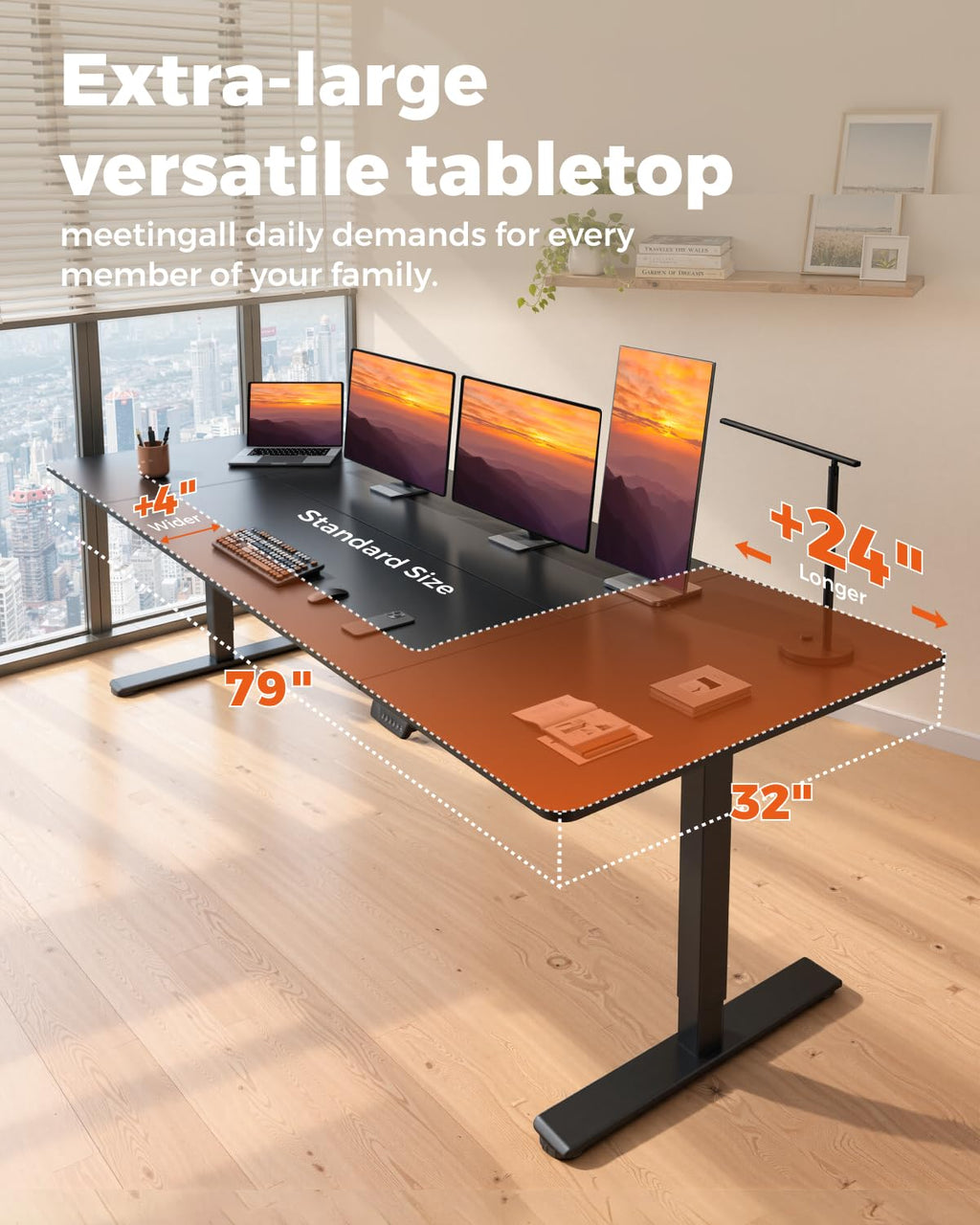 79''x31''Dual Motor Adjustable Large Standing Desk for Home Office