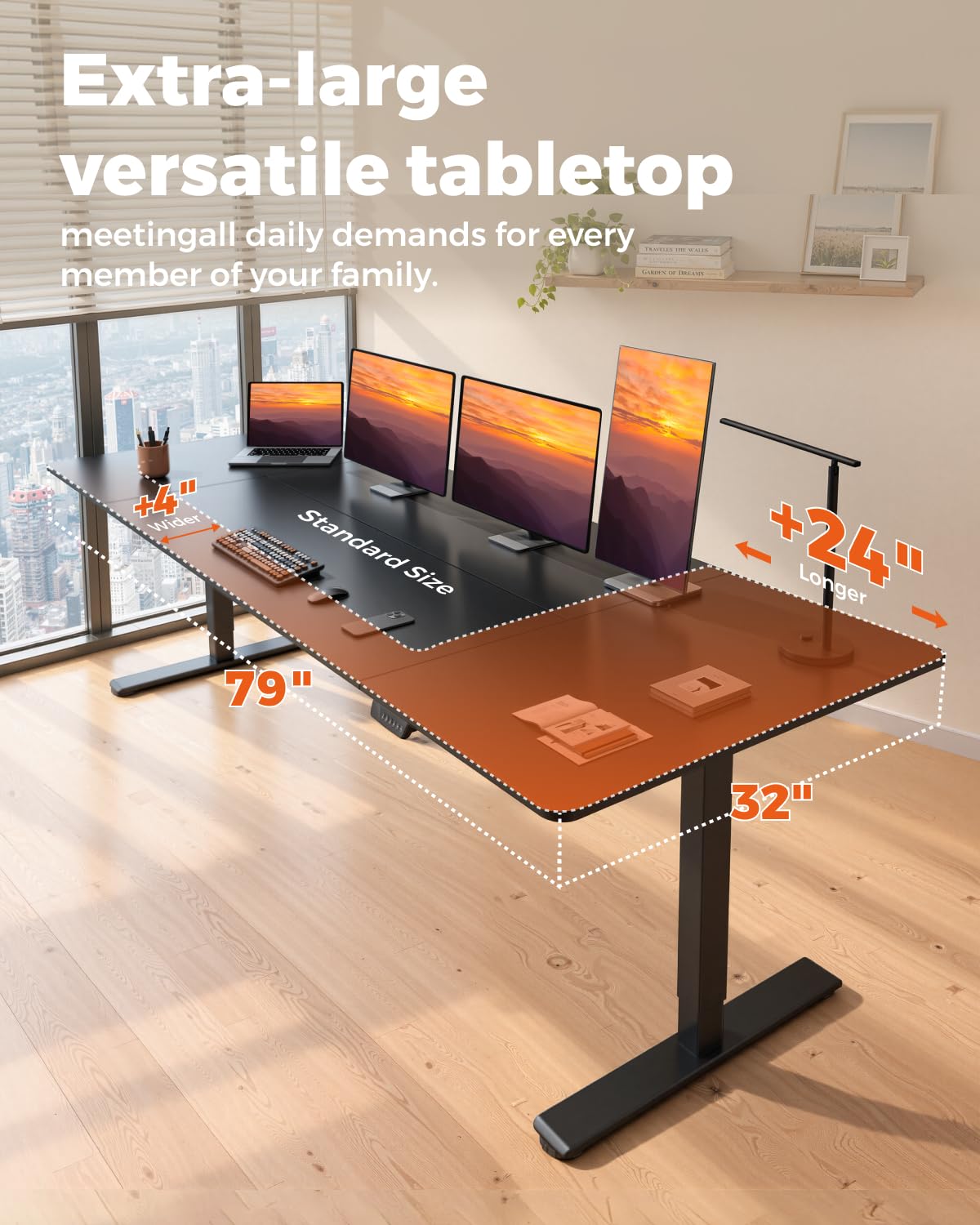 79''x31''Dual Motor Adjustable Large Standing Desk for Home Office