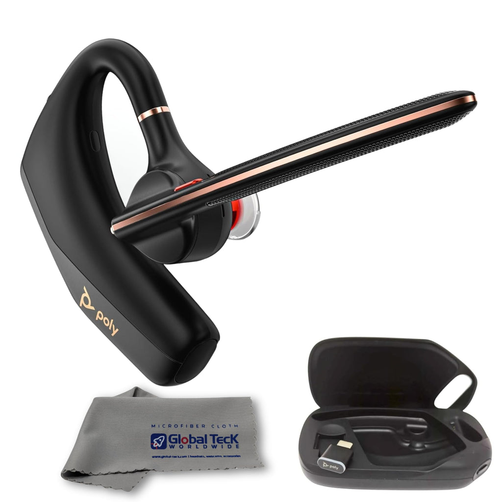 Poly Voyager Legend 50 UC Bluetooth Headset, Charging Case, AI-Powered Noise Cancellation, 4Mic WindSmart Tech, 10-Hr Battery, 98 ft Wireless Range, Multipoint Connectivity, Voice Assistant, GTW Cloth