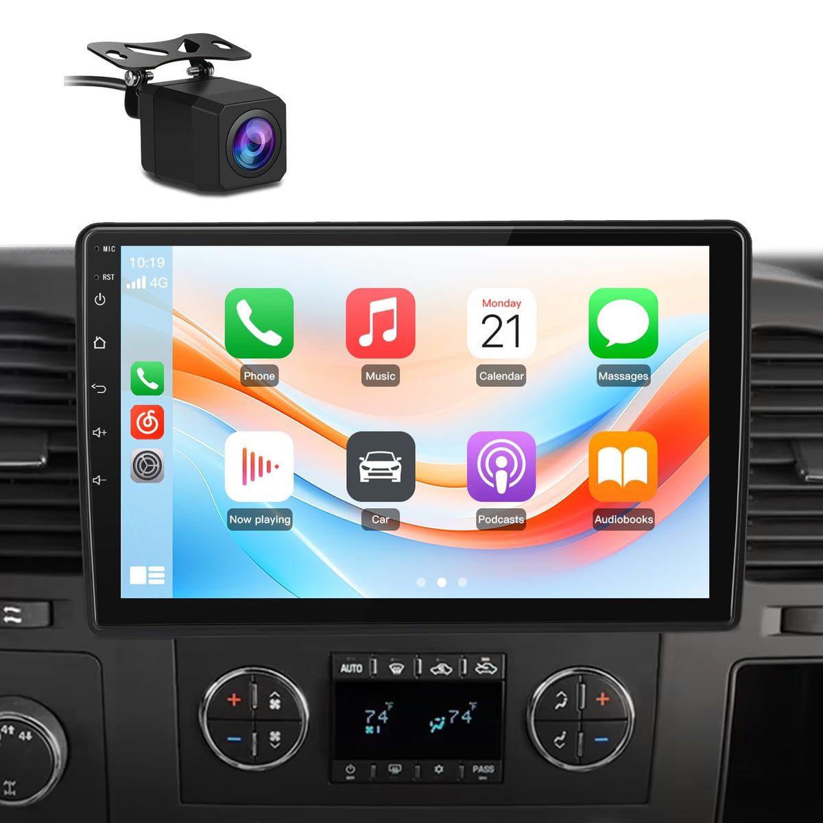 AWESAFE 4Core 64GB Car Radio Stereo for Chevy Silverado 2007-2013 Tahoe Equinox GMC Sierra Yukon 10 inch Touch Screen CarPlay Android Auto
