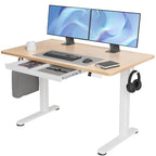 Claiks Electric Height Adjustable Standing Desk with Drawers, 63 x 24 Inch Sit Stand Desk for Home Office, Computer Desk Workstation,Black
