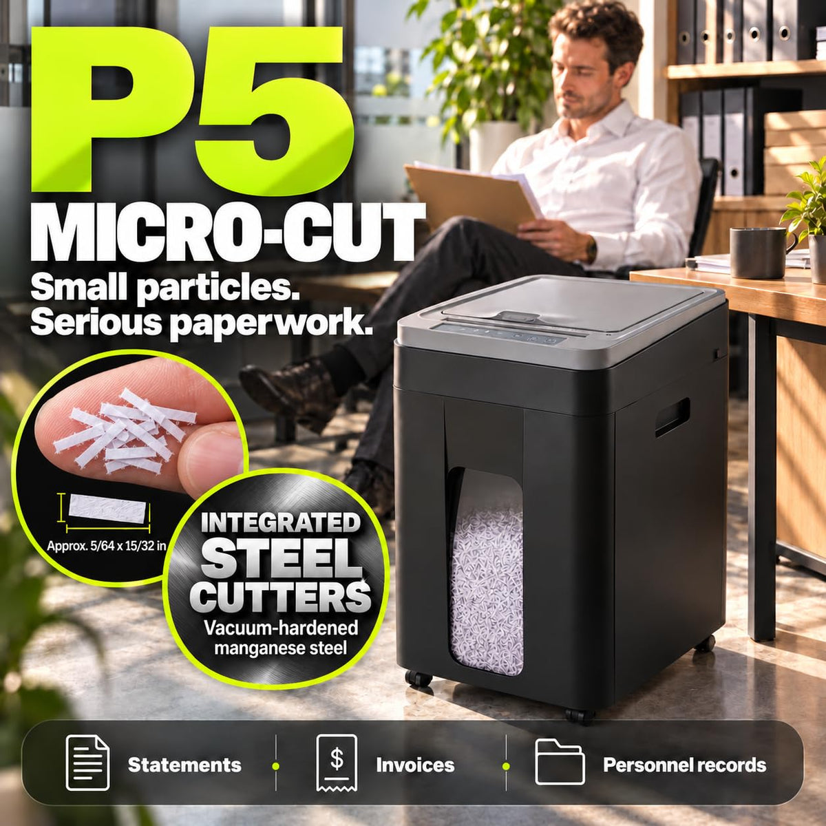 Paper Shredder Heavy Duty 400-sheet Auto Feed, Micro Cut P5 Security