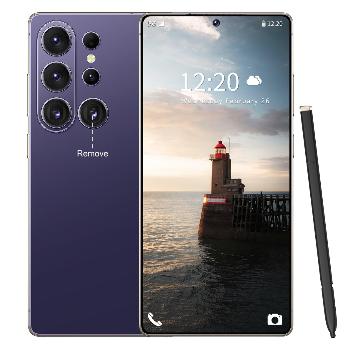 Huness S26 Ultra Unlocked Phone,Built in Pen The Phone,Cell Phone Battery 7000mAh 6.99" HD Screen,Android 15 16+512GB Smartphone,Dual SIM/5G/Face ID/Fingerprint Lock/GPS (Gold)