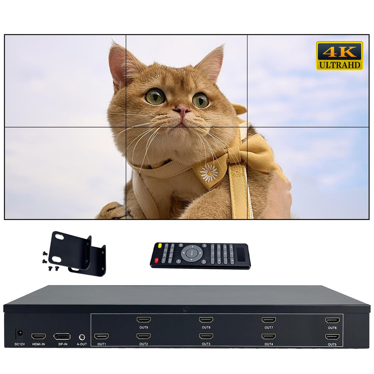 ICUIXIAN Video Wall Controller 3x3 4K60Hz HDMI2.0+HDCP2.2, 18 Splicing Mode
