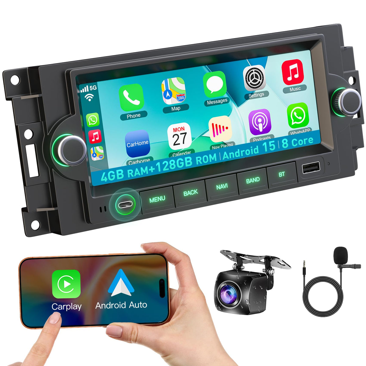 (8Core+128GB) Car Radio Stereo for Dodge Ram 1500/2500/3500 2006 2007 2008