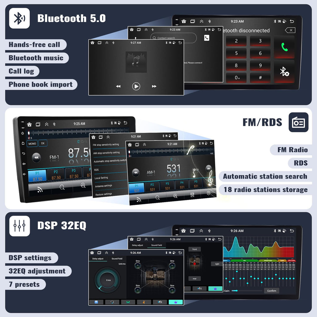 SIXWIN Android 13 6G+128G Car Stereo for Hyundai Elantra 2011 2012 2013 9 Inch Touch Screen Car Radio with CarPlay Android Auto Bluetooth Weather Forecast 59UI GPS Navigation WiFi Network Radio 32EQ