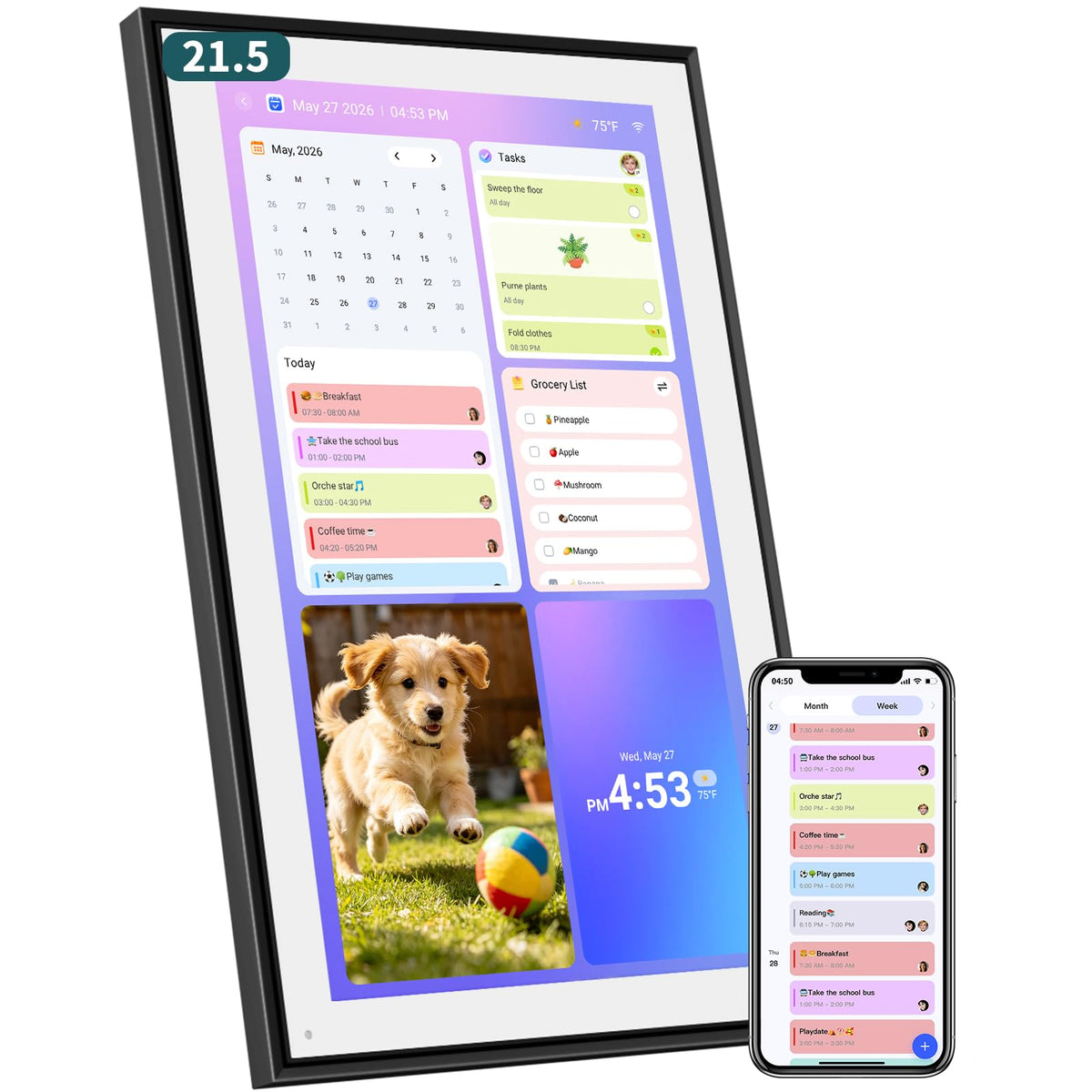 21.5 Inch Digital Calendar Wall Touch Screen Chore Chart Reward System