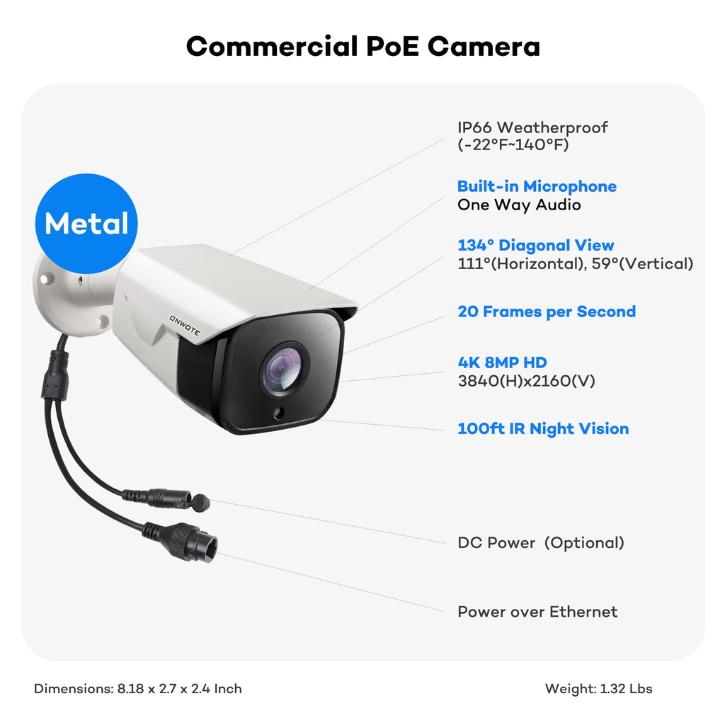 ONWOTE 16 Channel PoE Security System, 6K 12MP NVR, 16x 4K 8MP IP Cameras