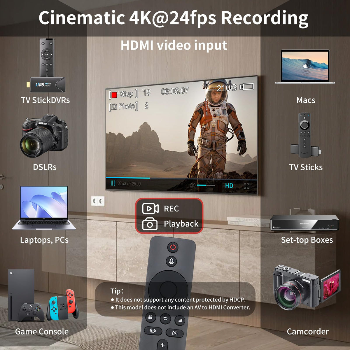 ZowieREC 4K HDMI Video Recorder, Premium Aluminum, No PC Required