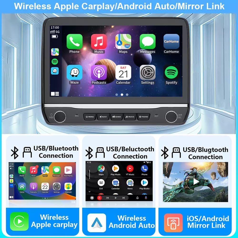 9.7'' Android 14 Car Stereo Radio for Ford Transit Custom 2013 2014 2015 2016 2017 2018 2019 2+64G Wired/Wireless with Carplay GPS Support OBD OBD2 DVR TPMS TV Box MIC,U Disk,DSP,DAB+