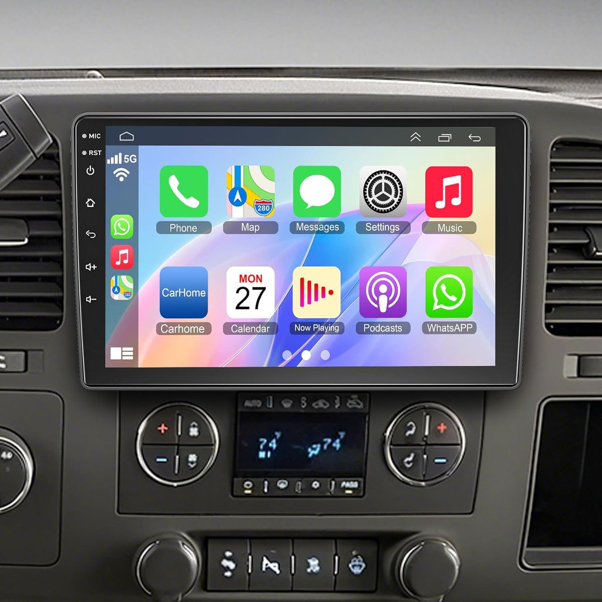 [8-core+128G] 8 Inch Car Radio for Chevy Silverado GMC Sierra Yukon 2007-2012, QLED Touch Screen GPS Navigation Stereo Upgrade with CarPlay Android Auto, Backup Camera, SWC, Bluetooth, Android 15