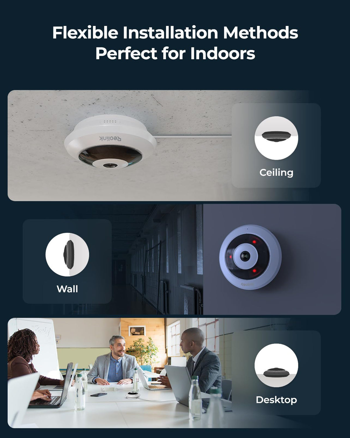 REOLINK PoE Fisheye Camera FE-P(White), 6MP 360° Multiple Panoramic Views