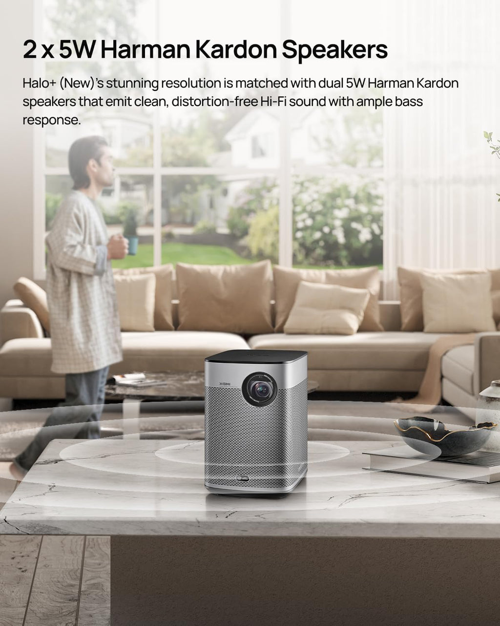 XGIMI Halo+ Portable Projector, Google TV, Licensed Netflix, 700 ISO Lumens