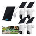 4G LTE Cellular Solar Security Cameras Wireless Outdoor, No WiFi Needed & 25W Solar Panel, 4 Cam Kit, 2K Color Night Vision, Human Tracking, 2-Way Talk, Ideal for Farm, Ranch, Jobsite, Vacation Home