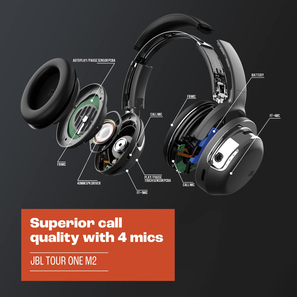 JBL Tour One M2 - Wireless Over-Ear Noise Cancelling Headphones (Black), Medium (Renewed)