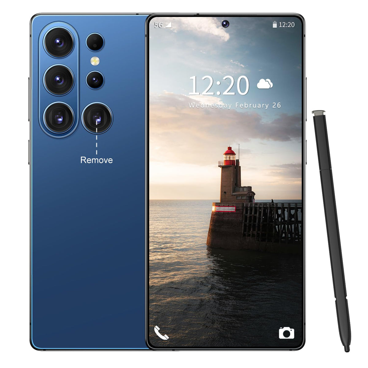 Huness S26 Ultra Unlocked Phone,Built in Pen The Phone,Cell Phone Battery 7000mAh 6.99" HD Screen,Android 15 16+512GB Smartphone,Dual SIM/5G/Face ID/Fingerprint Lock/GPS (Gold)