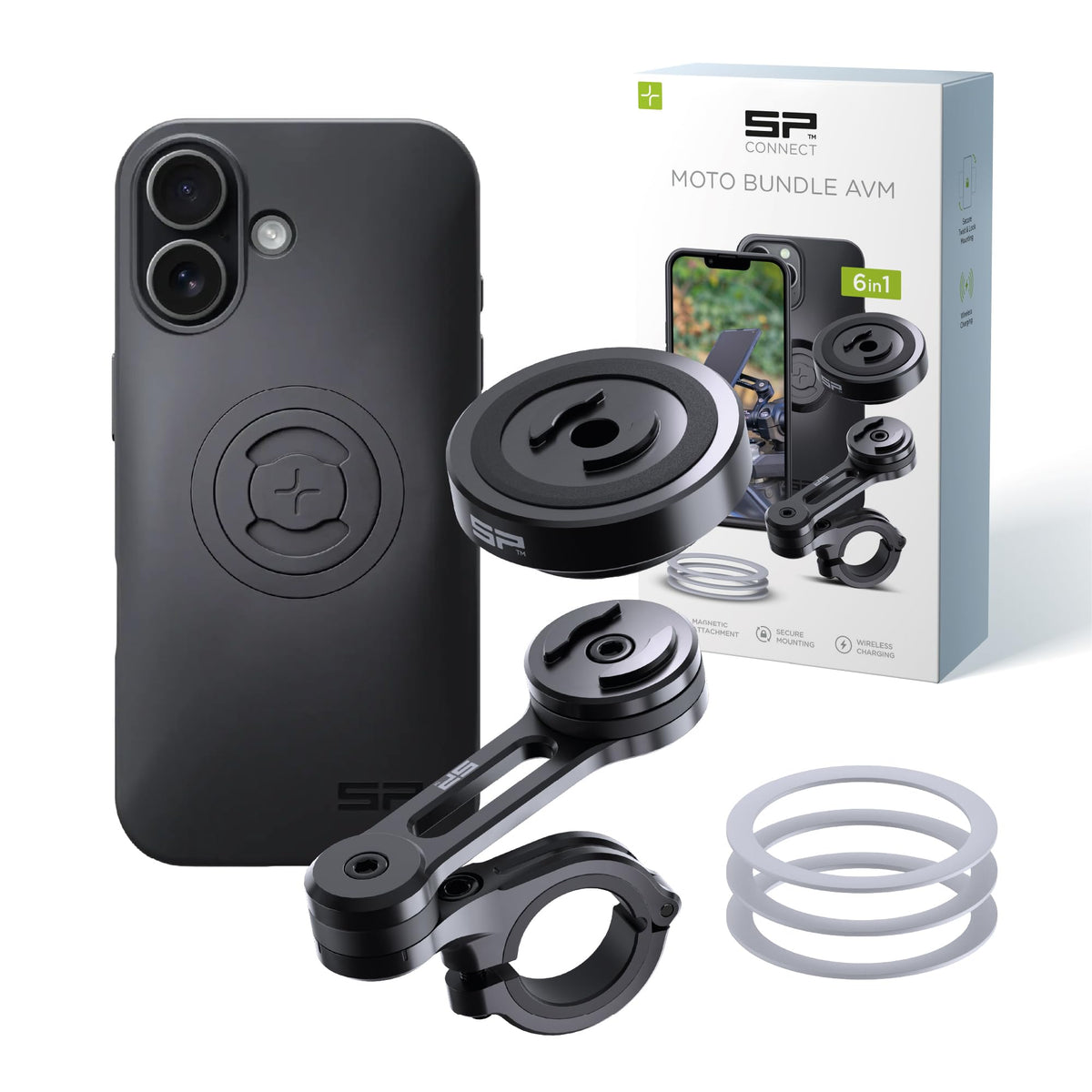 SP CONNECT Moto Bundle II with Anti Vibrations Module| SPC+ | Compatible with for iPhone 15 Pro Max| Motorcycle Phone Mount |Phone Mount for Motorcycle Handlebars | Cell Phone Holder