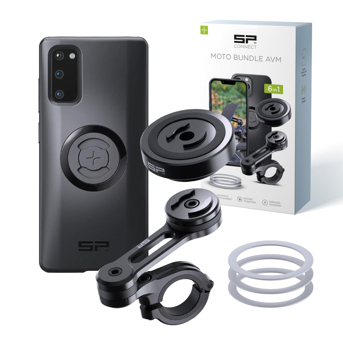 SP CONNECT Moto Bundle II with Anti Vibrations Module| SPC+ | Compatible with for Samsung S23 Ultra| Motorcycle Phone Mount |Phone Mount for Motorcycle Handlebars | Cell Phone Holder