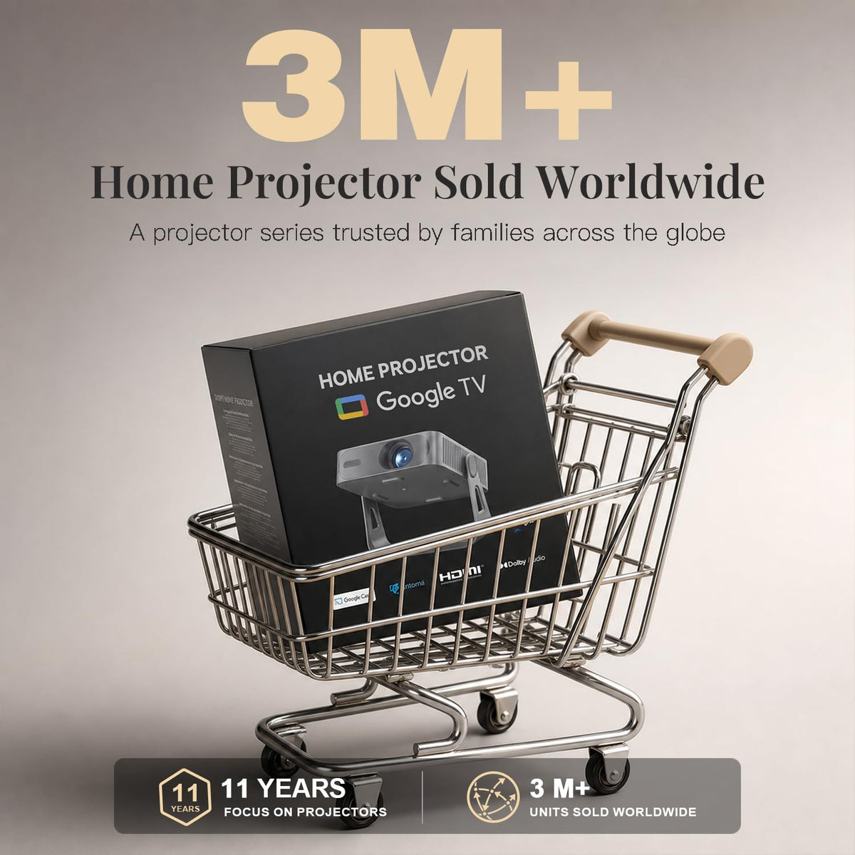 [Official Google TV & 5000 ANSI & Now with Netflix] 4K Smart Projector with WiFi and Bluetooth, Voice Control, XuanPad Black Portable Outdoor Movie Projector 4k, Dolby Audio, TOF Auto Focus & Keystone