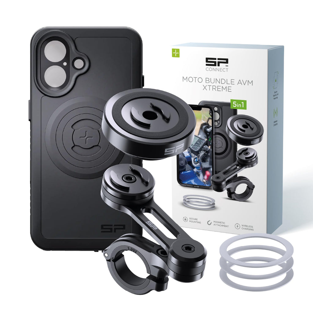 SP CONNECT Moto Bundle II AVM Xtreme | SPC+ |Compatible with iPhone 17 Pro/18 Pro | Phone Mount for Motorcycle | Motorcycle Phone Holder | Handlebars