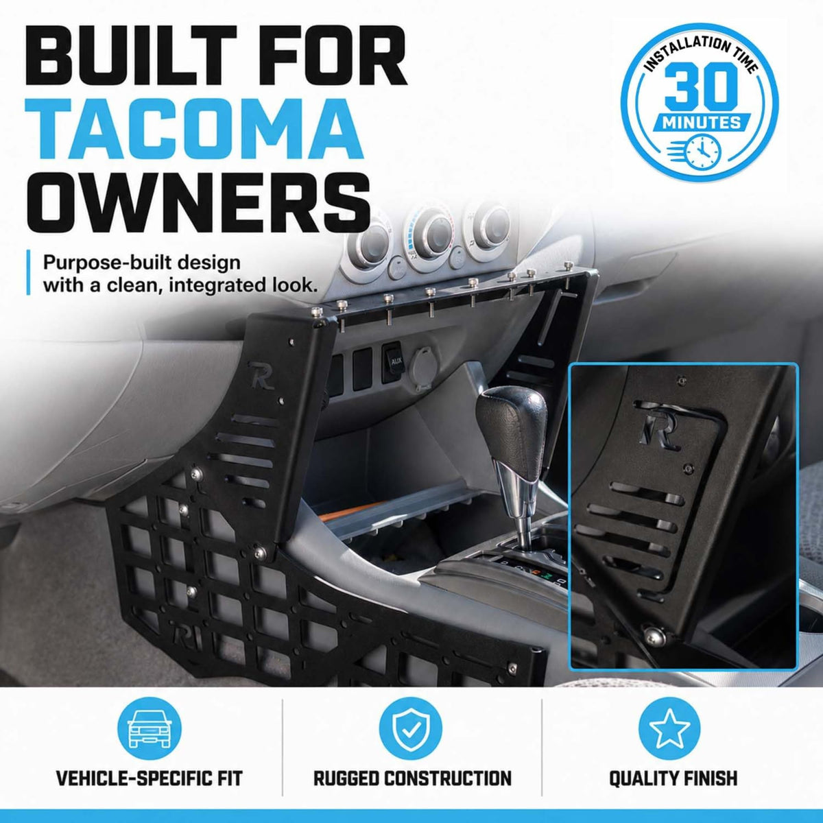 Rago Center Console Molle Storage Panel for 2005-2015 Toyota Tacoma 2nd Gen