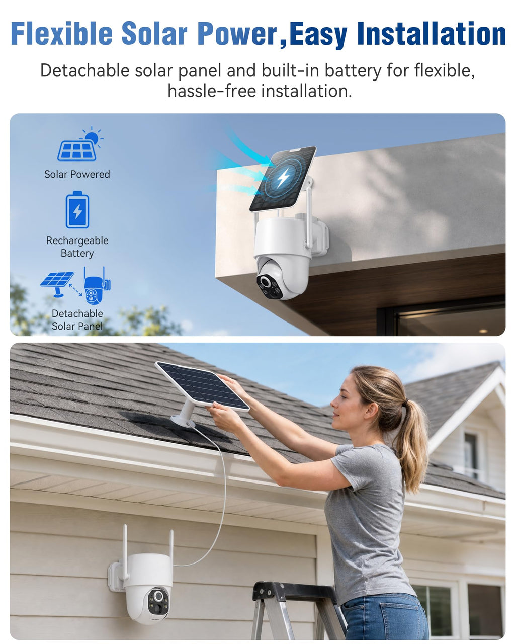 5MP Solar Security Cameras Wireless Outdoor System, 500GB HDD Local Storage, No Subscription, 4-Cam Kit, Up to 10CH, Two-Way Audio, Color Night Vision, 5G/2.4GHz WiFi, TV & Monitor Viewing