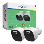Chamberlain myQ Outdoor Battery Camera | 2K Camera, Color Night Vision, Spotlight, Motion Alerts, Live View with Two-Way Talk, Wireless, Weather-Resistant, Outdoor, White, 2 Pack