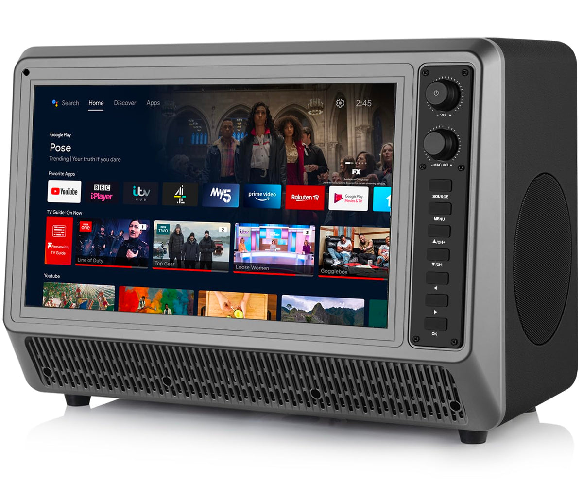 15.6” Small Smart TV Built-in Bluetooth Speaker System, 200W Peak Power, 1080P FHD Smart Television with Wi-Fi/HDMI/USB/AUX for Home Entertainment