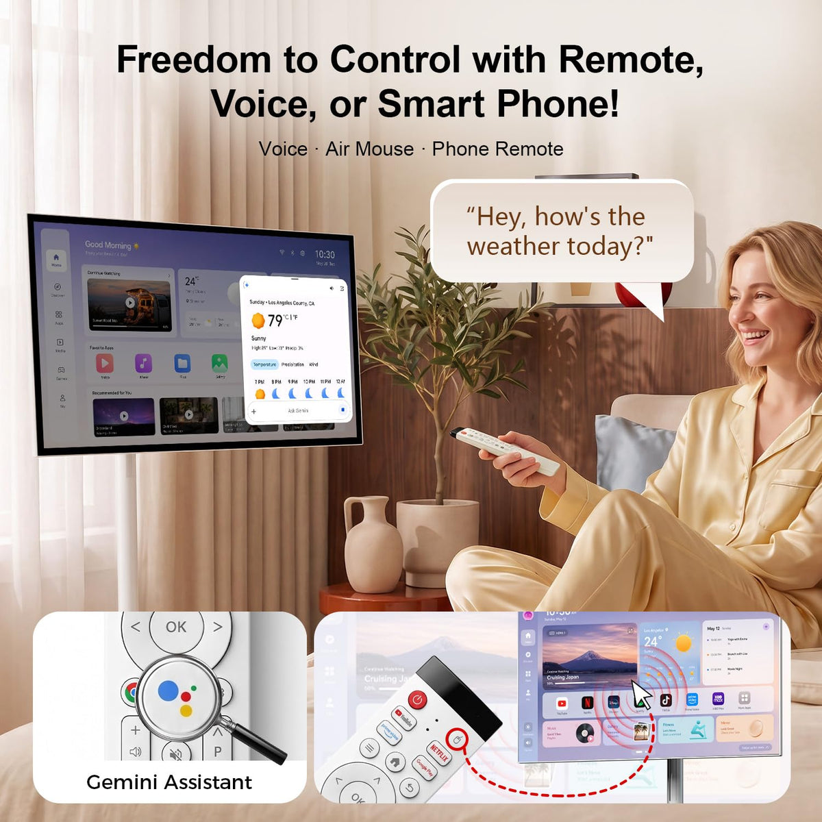 VLH 27inch FHD Smart Portable TV, IPS Touch Screen, Android 15, 6GB +128GB