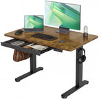Claiks Electric Height Adjustable Standing Desk with Drawers, 63 x 24 Inch Sit Stand Desk for Home Office, Computer Desk Workstation,Black