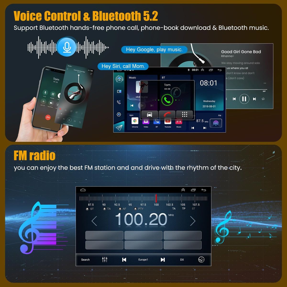 (8Core + 128GB) Android 5G WiFi Car Radio for 2012–2014 Toyota Camry