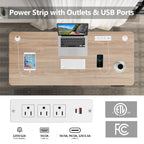 farexon 48 x 24 inch Standing Desk Electric Adjustable Height with Power Outlets, Stand up Desk with Wheels, Preset Heights Home Office Gaming Computer Workstations Table（Oak