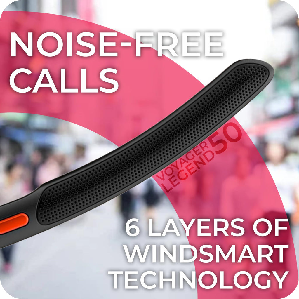 Poly Voyager Legend 50 UC Bluetooth Headset, Charging Case, AI-Powered Noise Cancellation, 4Mic WindSmart Tech, 10-Hr Battery, 98 ft Wireless Range, Multipoint Connectivity, Voice Assistant, GTW Cloth