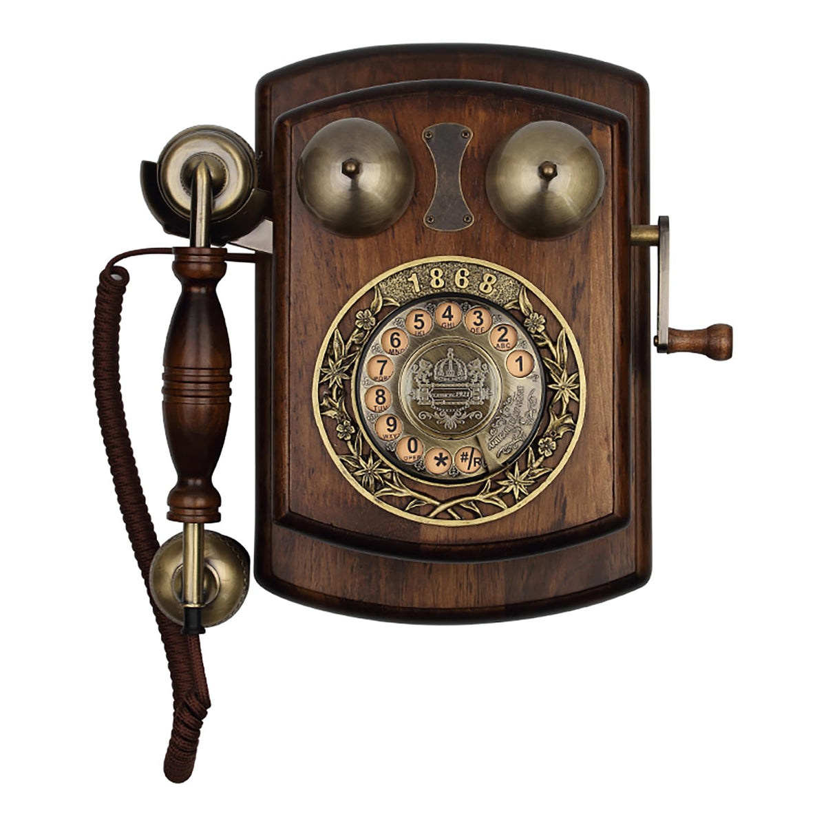 Retro Wall Phones for Landline Wall Mount Vintage Rotary Dial Phone Old Fashione Corded Home Telephone with Mechanical & Electronic Ringer for Kitchen School Hotel Office, Red