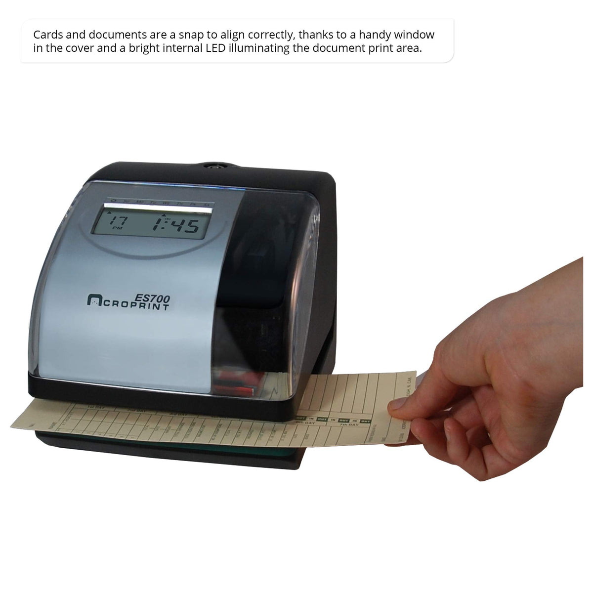 Acroprint 01-0182-000 Model ES700 Electronic Time Recorder, Internal Battery Backup Maintains Time Even During Power Outages, Accommodates Right or Left-hand Time Cards, Selectable Hour Format