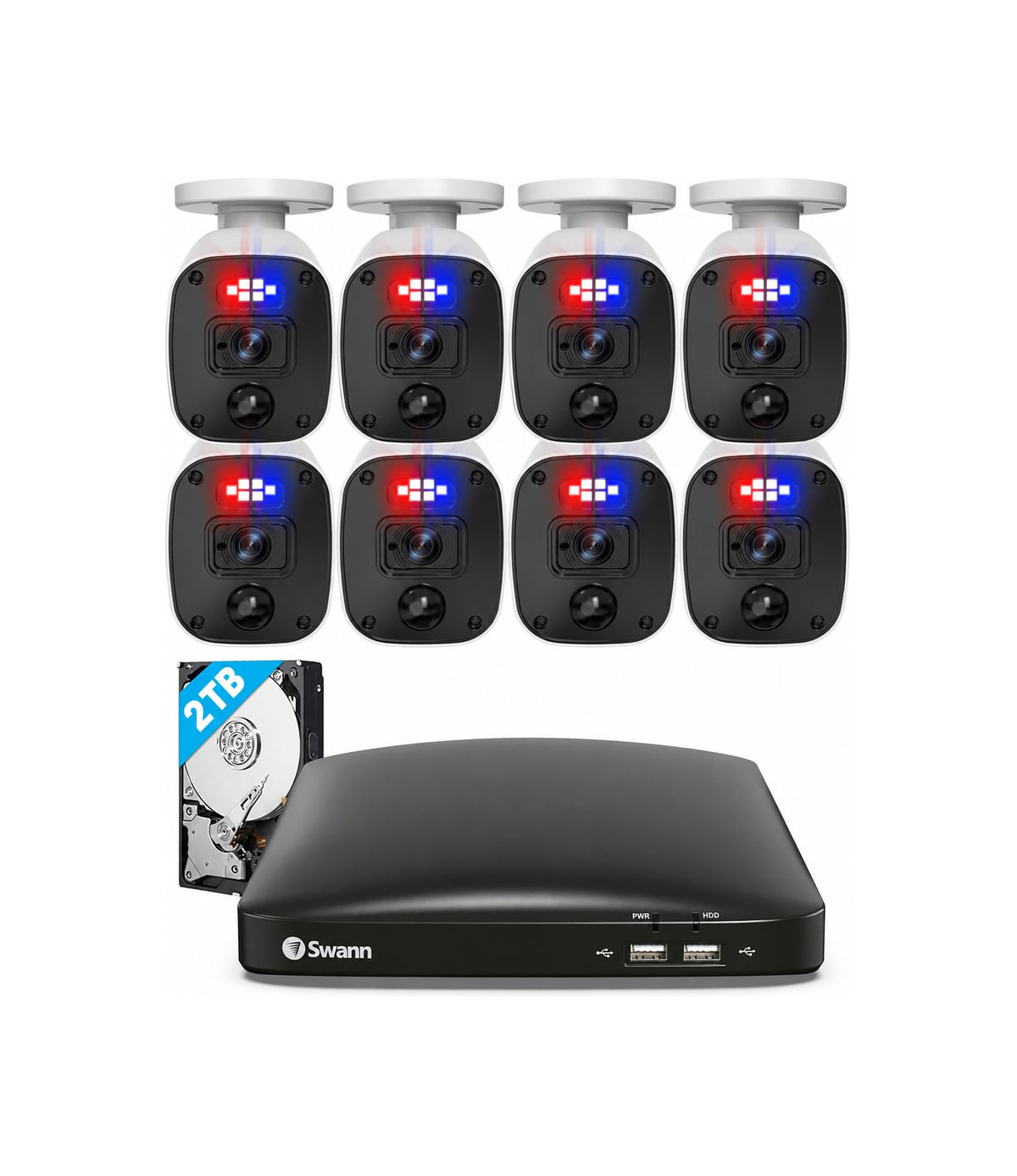 Swann 4K DVR Security Camera System, 8 Wired Cameras, 8 Channel, 2TB HDD