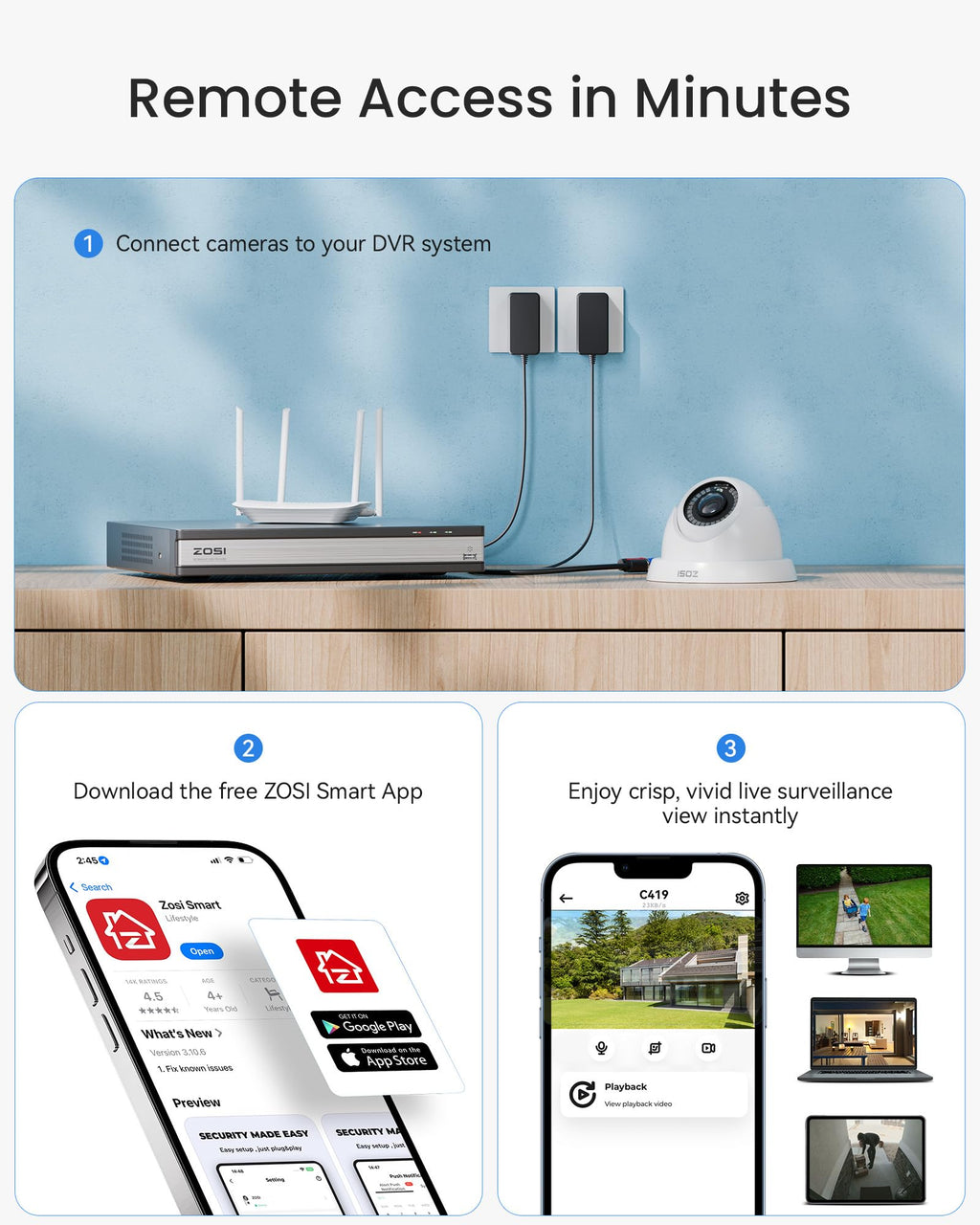 ZOSI 3K Lite 16CH Security Camera System, 16 X Dome 2MP Cameras, 4TB HDD