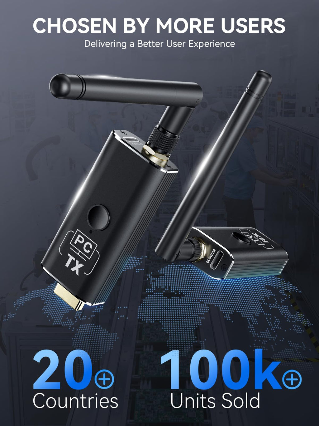 Moman Wireless HDMI Transmitter and Receiver Kit, 1 Transmitter + 3 Receivers 4K Input to 1080P HD Output for Video and Audio, 492FT Long-Lasting Portable Plug & Play for PC/Projector/TV Box/Laptop