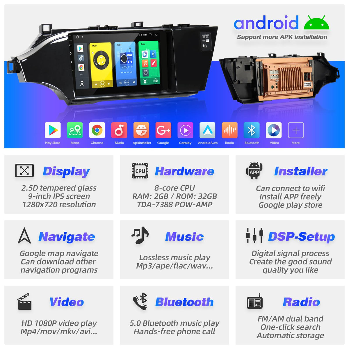 for Toyota Avalon 2013-2018 Radio Stereo Wireless Carplay Auto