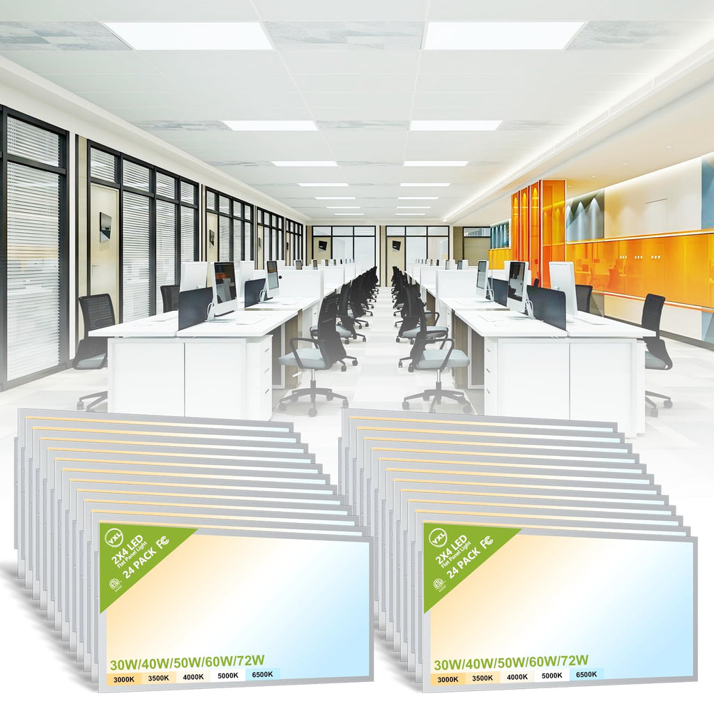 YXL 6 Pack 1x4 LED Flat Panel Light Office Light, 5200LM, 5CCT LED Drop Ceiling Light Fixture, 40W/35W/30W/25W/20W Selectable,6500K/5000K/4000K/3500K/3000K,Dimmable 0-10V,ETL