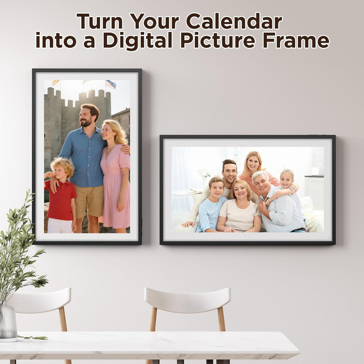 21.5" Smart Digital Calendar – 1920×1080 Full HD Touchscreen Family Planner & Calendar with Chore Chart & Meal Planner, Wall-Mountable (Black White)