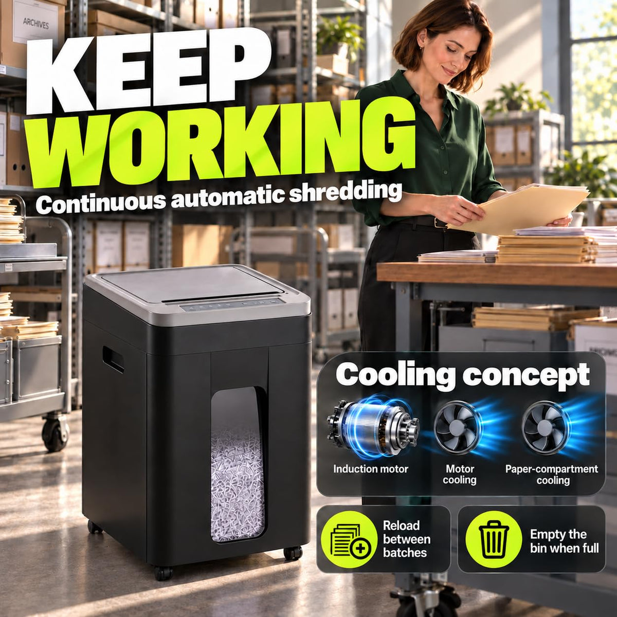 Paper Shredder Heavy Duty 400-sheet Auto Feed, Micro Cut P5 Security