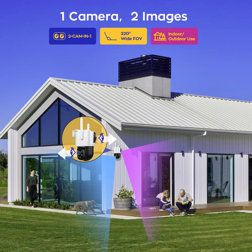XMARTO 2-Lens Wireless Security Camera System Outdoor, AI-Track PTZ, 1T HDD