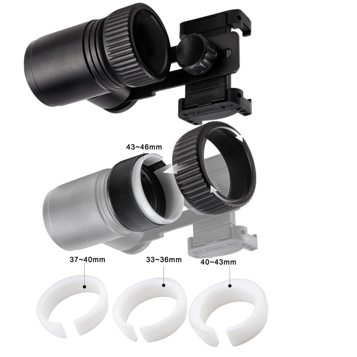 Aluminum Scope Phone Adapter with Dual View & Quick Lock System
