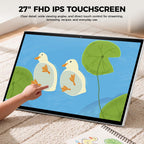 VLH 27″ 2-in-1 Smart Portable TV on Wheels,Detachable Touchscreen, Android 15 Tablet 6+128G Wireless Rolling Display with 4K Camera, 10W Speaker,Voice Air Remote, EDLA Certified, Bedroom Patio Outdoor