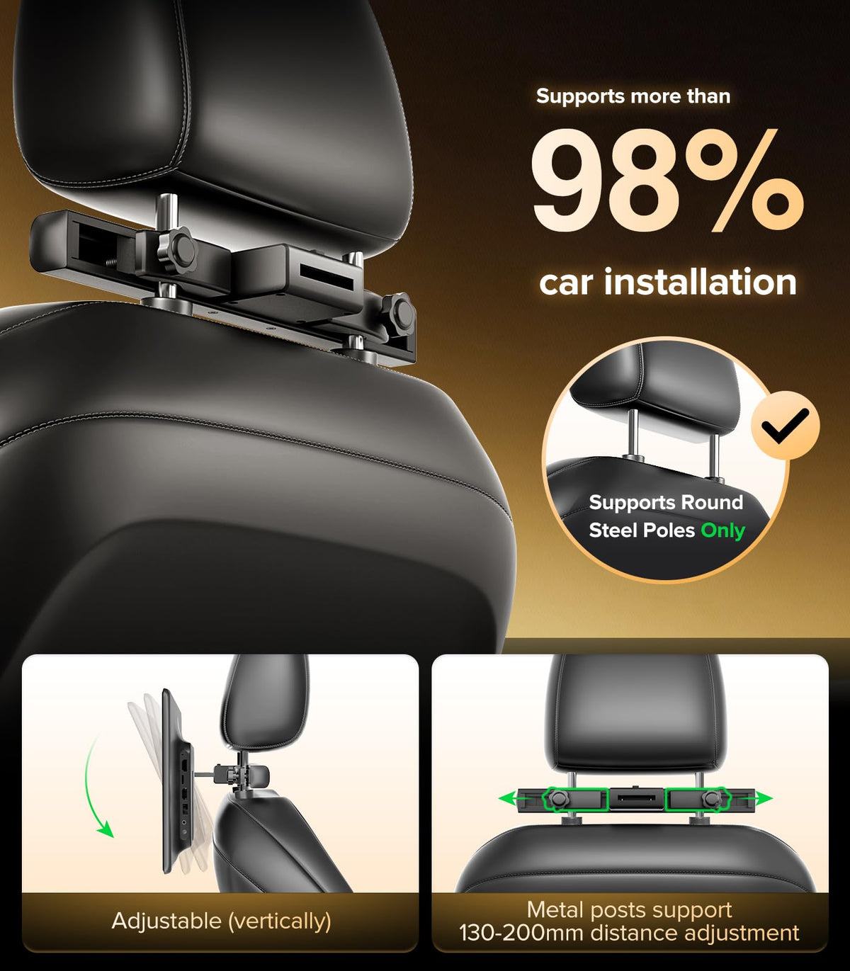 13.5" Car TV Screen for Back Seat Android 13 Headrest Video Player 1-Pack