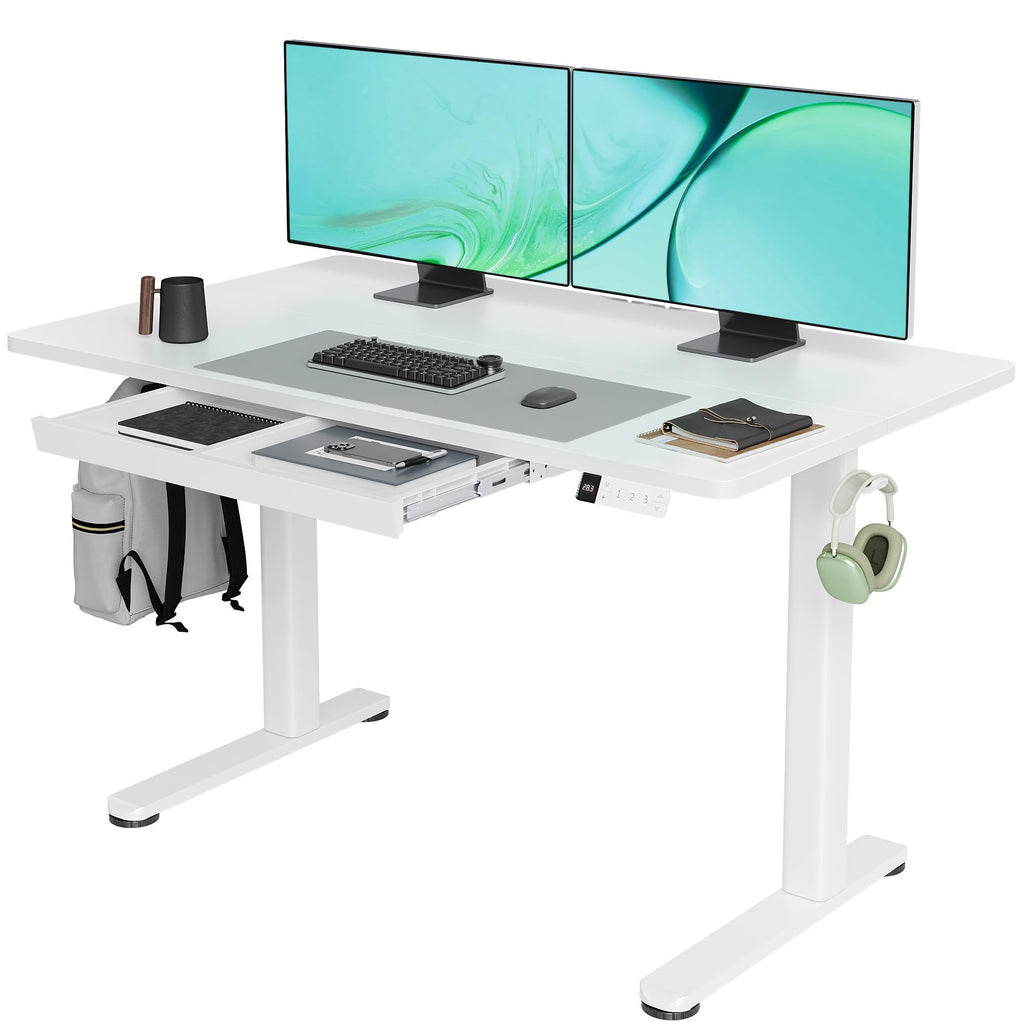 Claiks Electric Height Adjustable Standing Desk with Drawers, 63 x 24 Inch Sit Stand Desk for Home Office, Computer Desk Workstation,Black